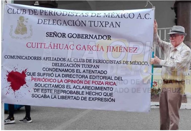 SE MANIFIESTAN PERIODISTAS DE TUXPAN, CONDENAN ATENTADO DE MIREYA ULLOA Y EXIGEN JUSTICIA
