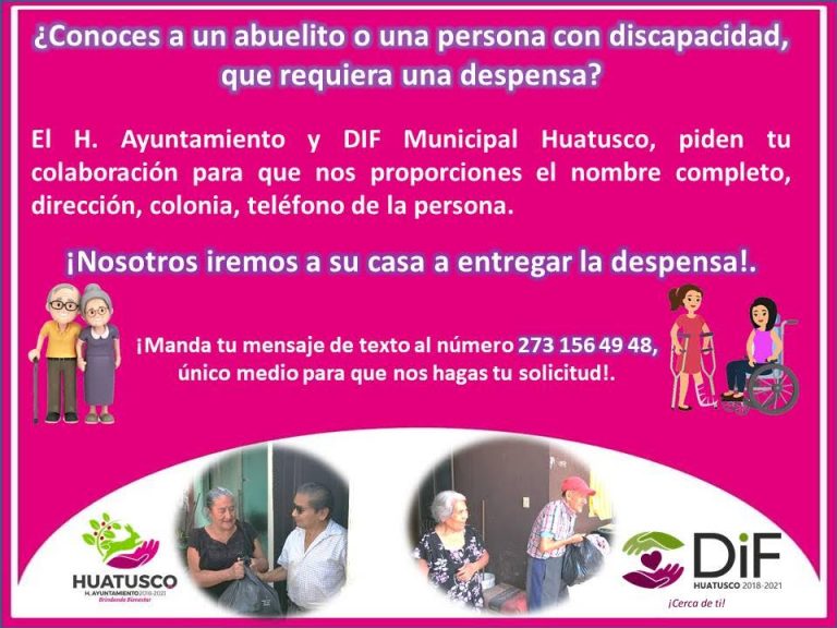 SOLICITUD DE DESPENSA PARA SECTOR VULNERABLE, SOLO POR MENSAJE DE TEXTO 273-156-49-48