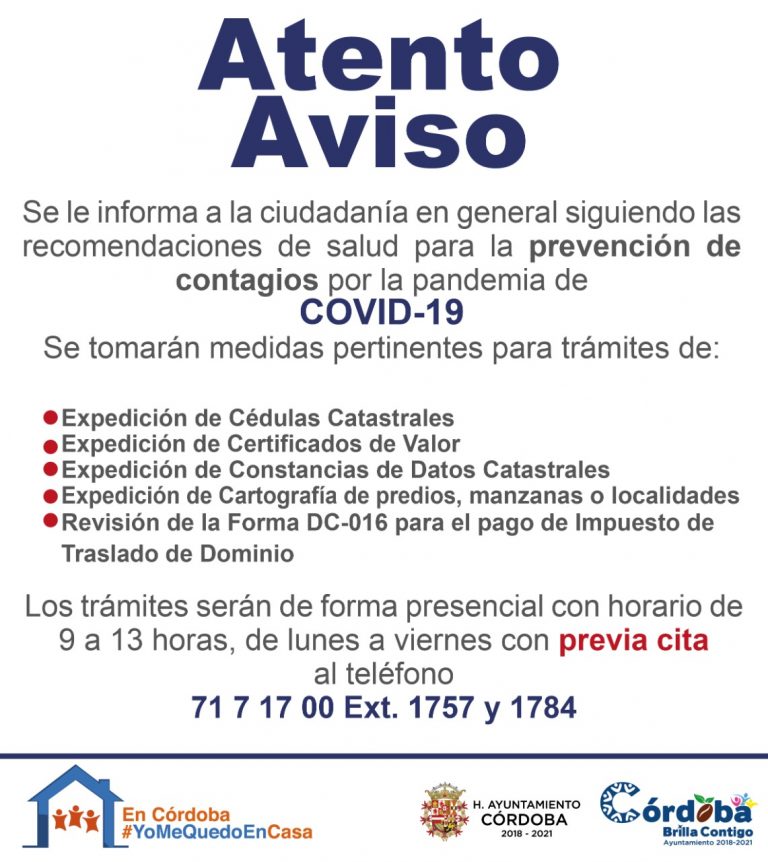 EN CÓRDOBA TRÁMITES CATASTRALES SE HARÁN A TRAVÉS DE CITAS PROGRAMADAS