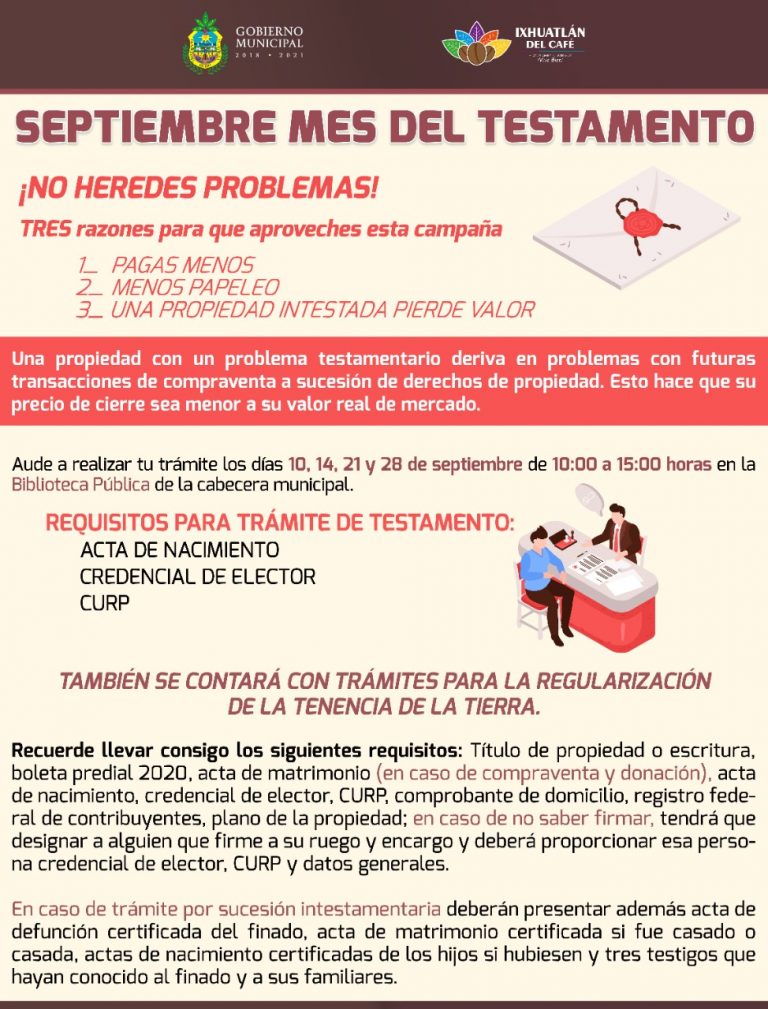 INVITAN A APROVECHAR CAMPAÑA POR EL MES DEL TESTAMENTO