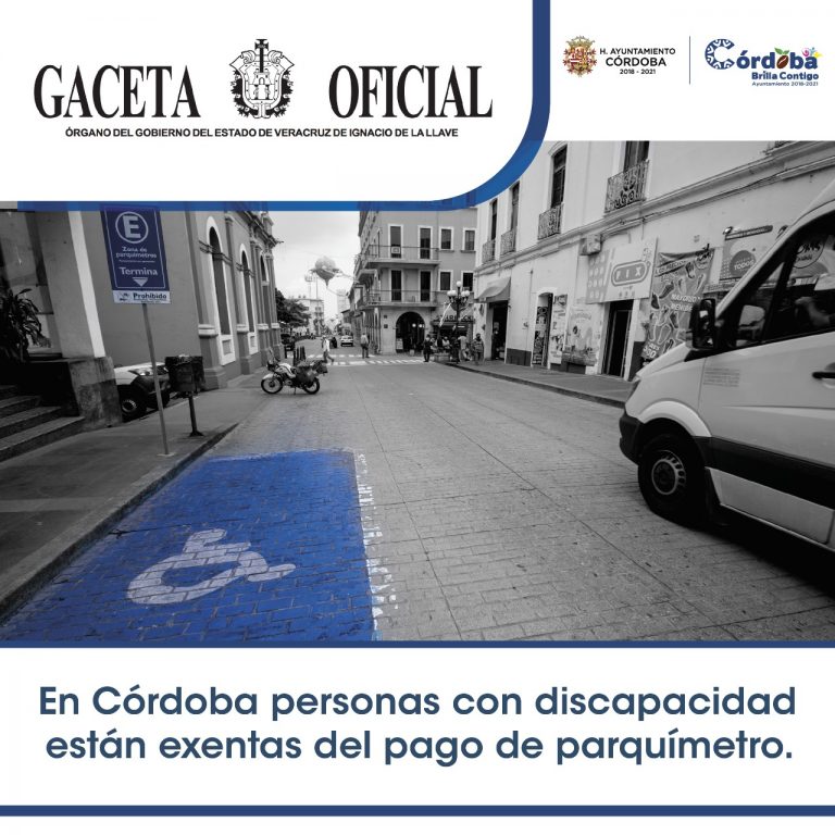 PERSONAS CON DISCAPACIDAD QUEDARÁN EXENTAS DE PAGAR PARQUÍMETROS EN CÓRDOBA