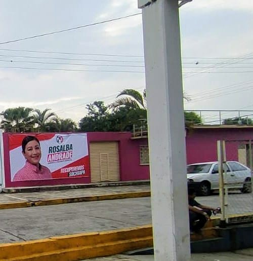 COBIJADOS POR LA NOCHE, QUITAN Y ROBAN LONAS DE CANDIDATA DEL PRI