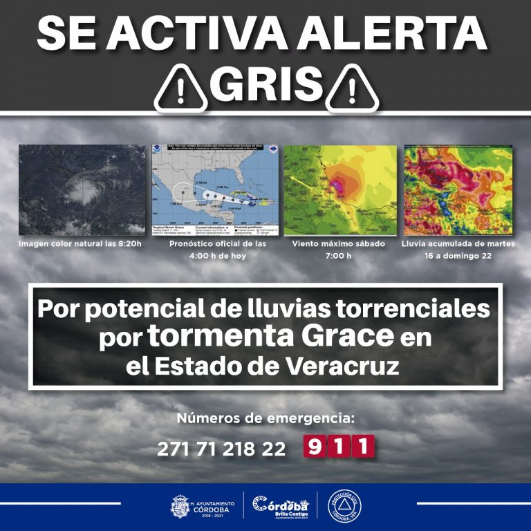 ALERTA UMPC CÓRDOBA POTENCIAL DE LLUVIAS TORRENCIALES POR TORMENTA GRACE