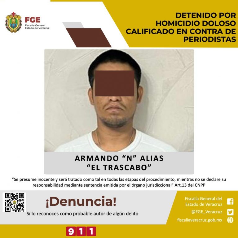 DETENIDO POR EL PRESUNTO DELITO DE HOMICIDIO DOLOSO CALIFICADO EN AGRAVIO DE PERIODISTAS DE COSOLEACAQUE