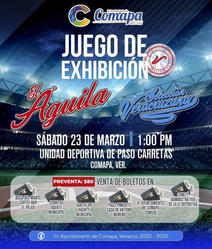 TODO LISTO PARA EL ENCUENTRO ENTRE LAS ÁGUILAS Y LA LIGA VERACRUZANA DE BEISBOL EN COMAPA