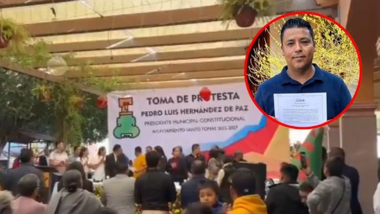 ALCALDE ELECTO TOMA PROTESTA Y HUYE PARA NO SER DETENIDO POR LA FGJEM
