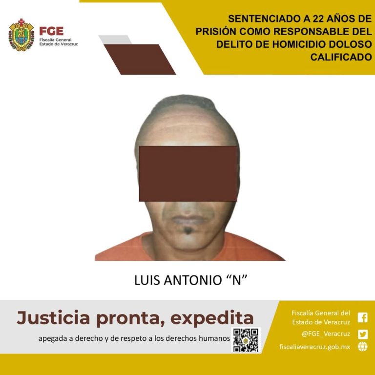 SENTENCIADO A 22 AÑOS DE PRISIÓN COMO RESPONSABLE DEL DELITO DE HOMICIDIO DOLOSO CALIFICADO