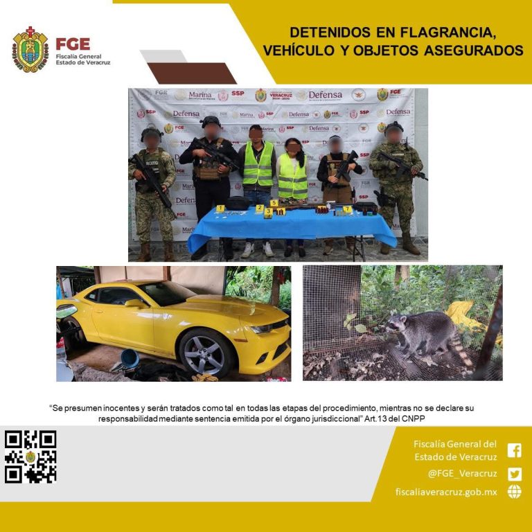 DETIENEN A DOS PERSONAS Y ASEGURAN VEHÍCULOS, ARMAS Y DROGA DURANTE CATEO EN HUATUSCO