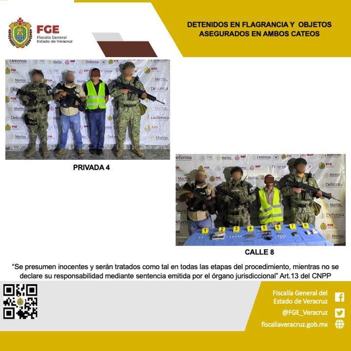 DOS PERSONAS DETENIDAS y OBJETOS ASEGURADOS EN OPERATIVOS DE CATEO EN HUATUSCO
